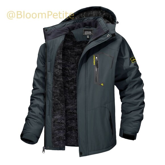 Waterproof Polyester Soft Shell Fleece Lined Ski Jacket with Hood